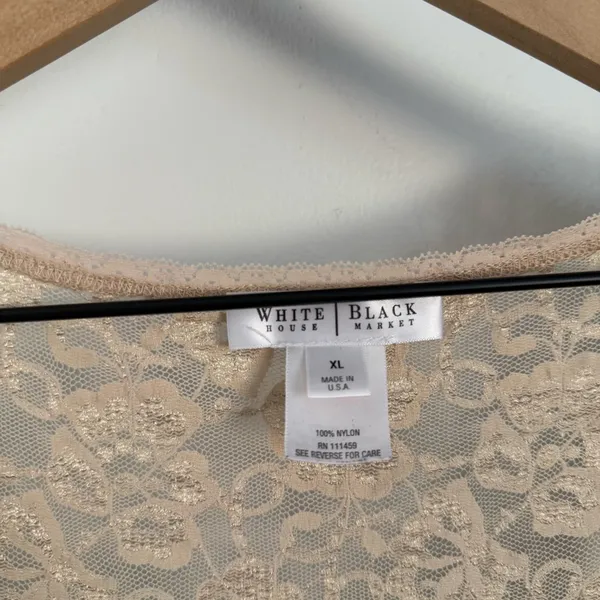 White House | Black Market Y2K XL Cream Beige Floral Lace Peplum Blouse Dainty‎ Cottage Renaissance - Image 6