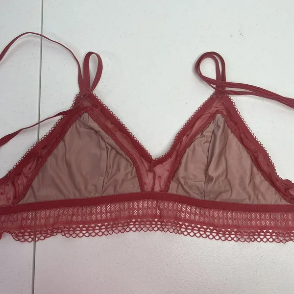 Victoria's Secret Bralette Sz L Bra Unlined Lace Detail Wireless Pink Adjustable - Image 11