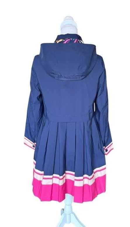 Chicos Pleated Rain Coat Jacket Striped Hem Sailboat Interior Womens Size 0 XS - Image 2