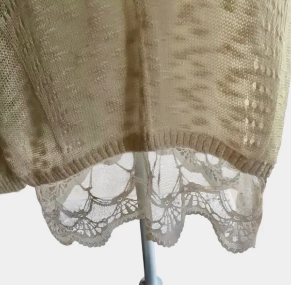 Moon & Maddison Cream Knit Lace Trim Tunic Top - Image 8