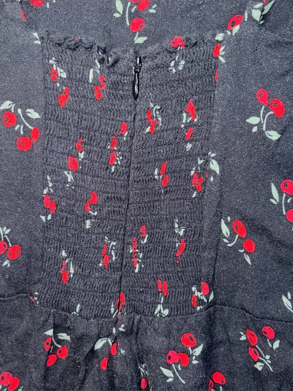 Reformation Womens Cherry Print A Line Mini Sun Dress Size 10 - Image 6