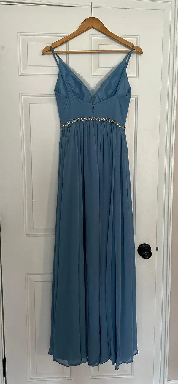Azazie Steel Blue Bridesmaid Dress - Image 5