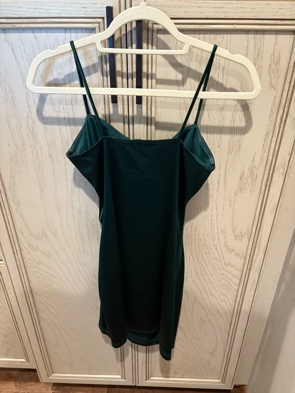 Windsor Dress Mini Emerald Green Satin - Image 2