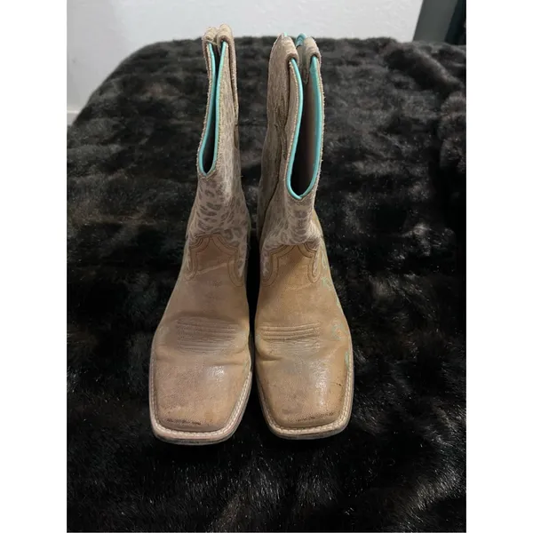 Ariat Crossroads Women Boots Sz 5.5 Brown Leather Cross Leopard Western‎ Boot - Image 2
