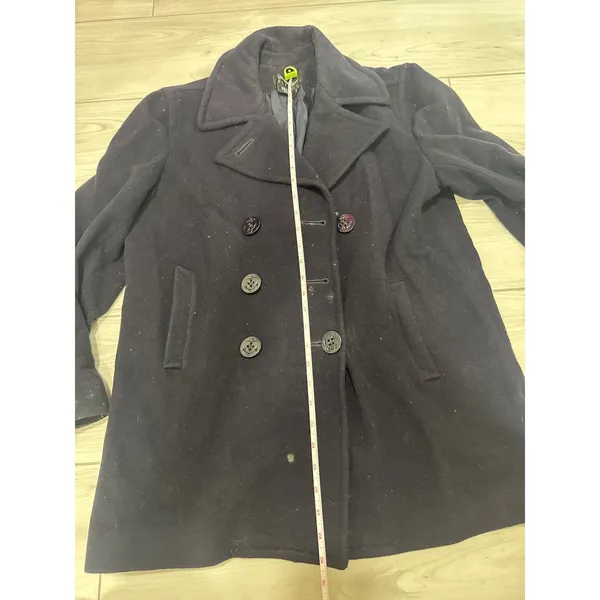 Liz Claiborne Classics Black / Navy Blue Double Breasted Pea Coat Women Small - Image 3
