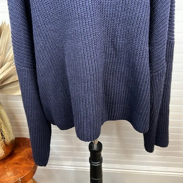 Topshop Drop shoulder Pullover Mock Neck Oversized Sweater Blue Size L US 12 - Image 7