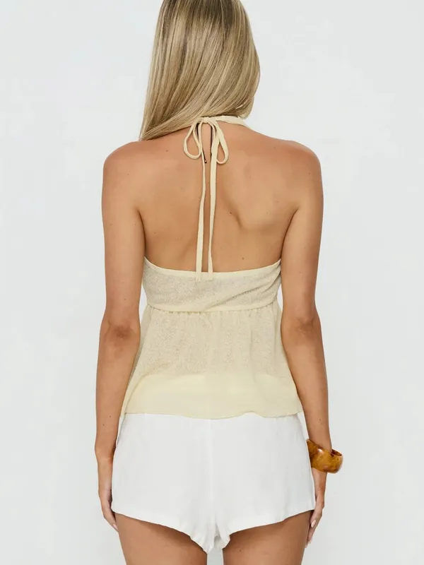 Princess Polly Billboards Floaty Halter Top Yellow - Image 4