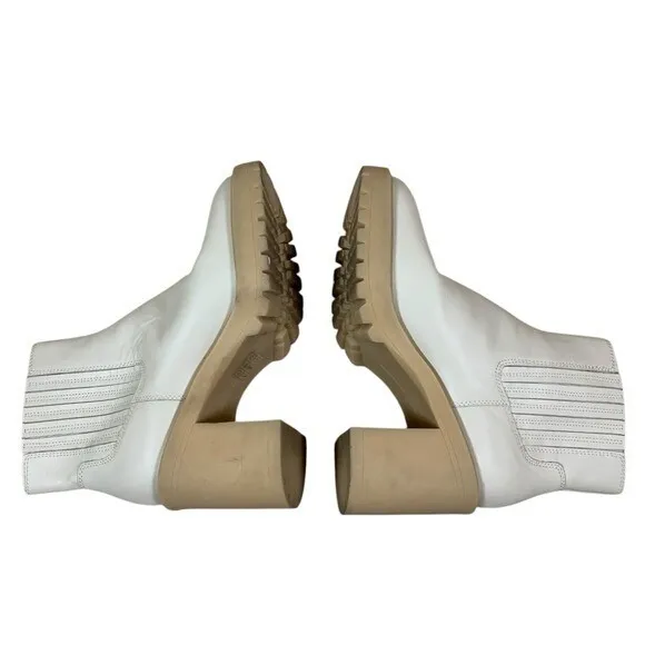 Dolce‎ Vita Cache H20 Ankle Boots 11 Ivory Elastic Sides Block Heel Slip On - Image 6