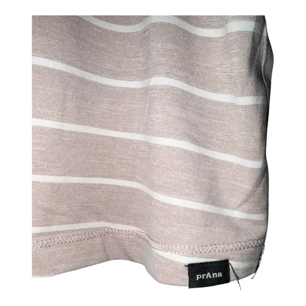 Prana Soul Searcher‎ Tan Striped Short Sleeve Henley, Medium - Image 4