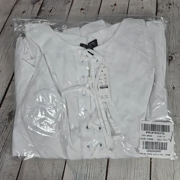 J. Crew Tiered lace-up mini dress‎ in cotton poplin White M BR462 - Image 10