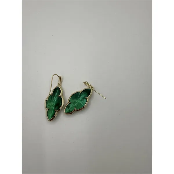 Kendra Scott Abbie Pave Frame Drop Earrings Gold Green Abalone - Image 2