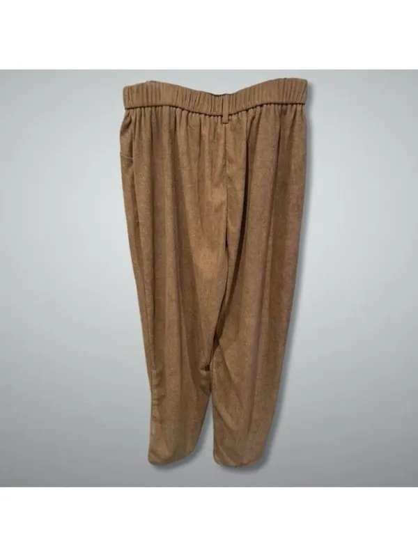 Women's Brown Corduroy Pants Elastic Waist, Size L - Image 6