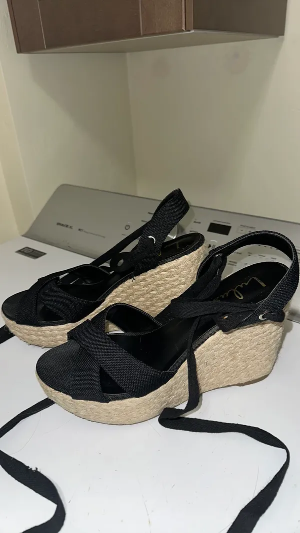 Lulus Wedges Lace-Up Black - Image 6