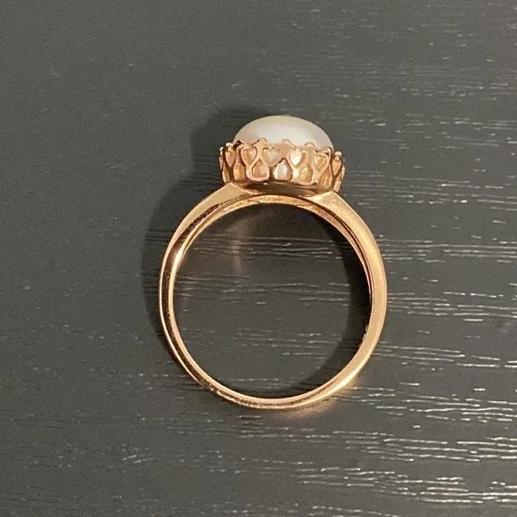 Rose Gold Over Sterling Silver Pearl Ring Size 7.75 Pink - Image 8