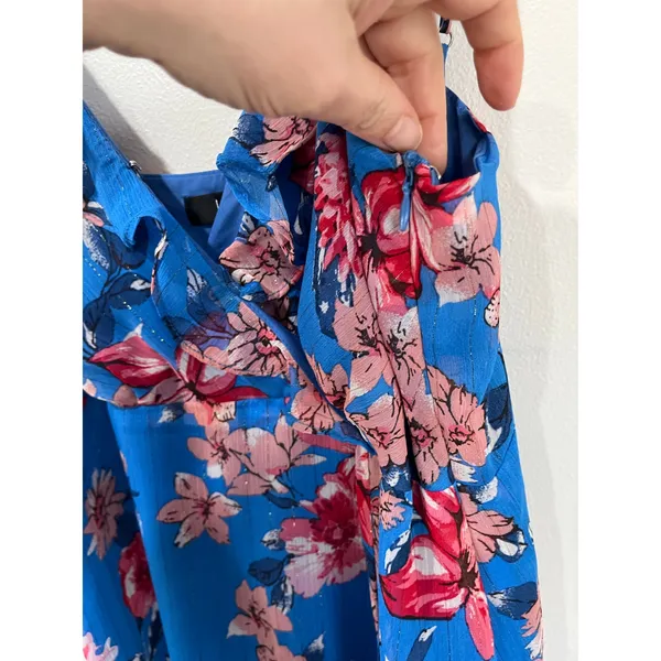 Lulus‎ Tropical Skies Blue Floral Maxi Dress Wedding Guest Side Slit Size L - Image 4