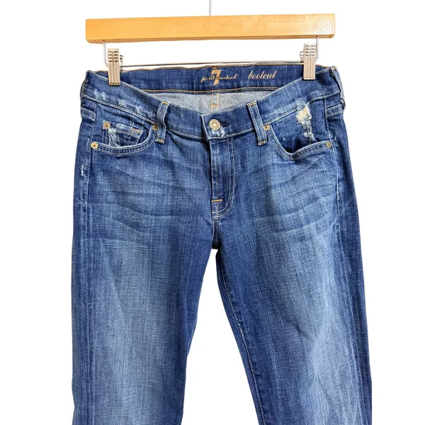 Y2K Aesthetic 7 For All Mankind Bootcut Jeans Blue Denim Size 28 - Image 2