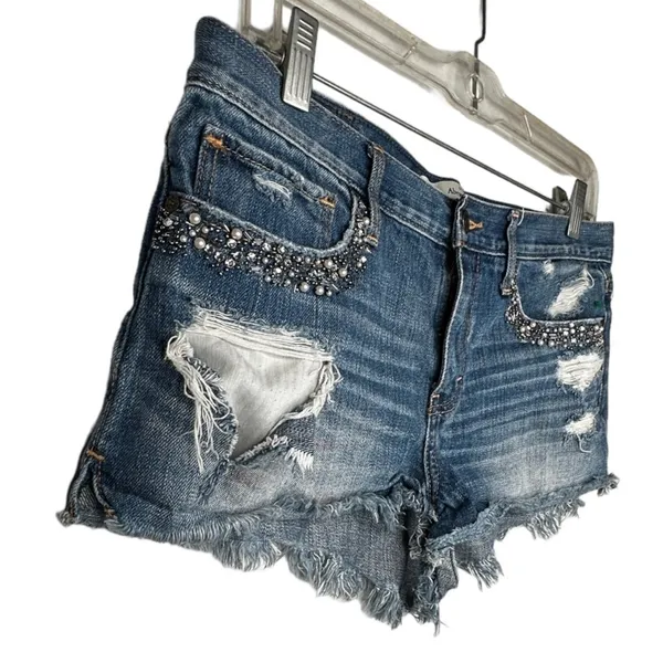 Abercrombie Beaded Destroyed‎ Jean Shorts - Image 3