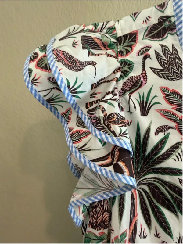 Entro Botanical Animal Prints Midi Dress in Blue Size S - Image 3