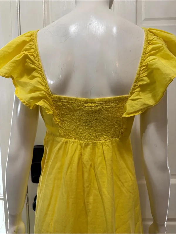 Farm Rio x Anthropologie Yellow Cotton Keyhole Midi Dress Size Small $198 - Image 11
