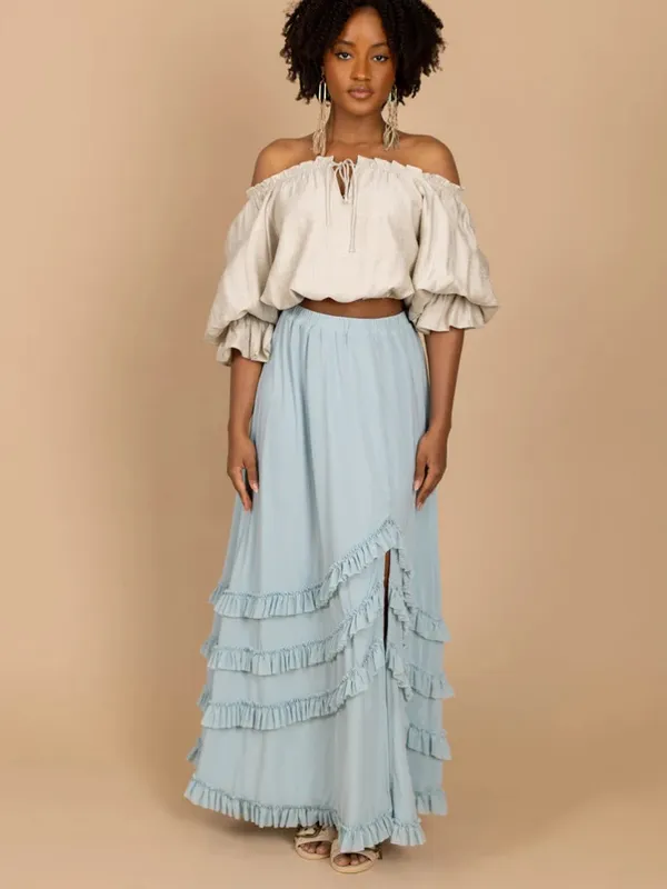 Joyfolie Gorgeous Ice Blue Maxi Skirt NWT XXL - Image 2