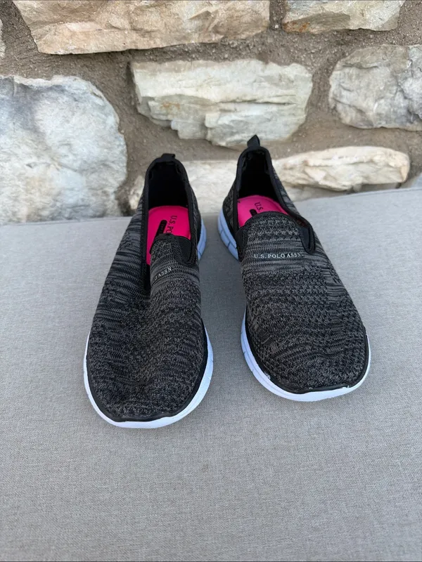 U.S. Polo Assn. Women's Black Knit Slip-On Sneakers size 6.5 - Image 2