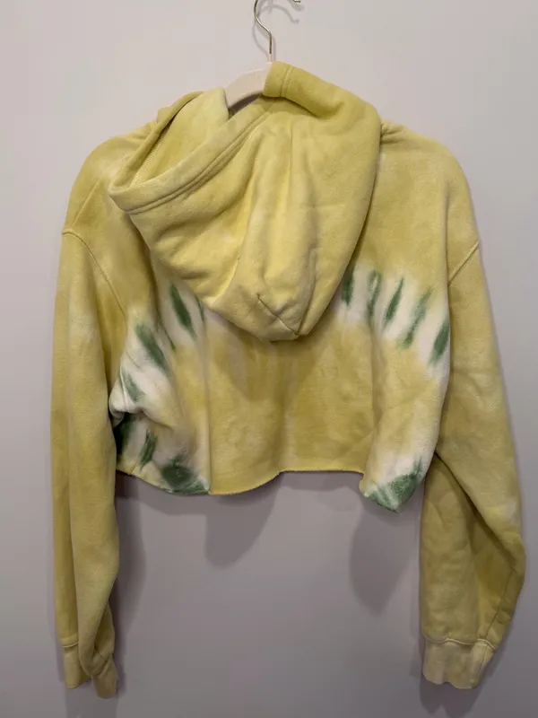 TNA Aritzia Tie Dye Cropped Hoodie Green Yellow Size Medium‎ - Image 5