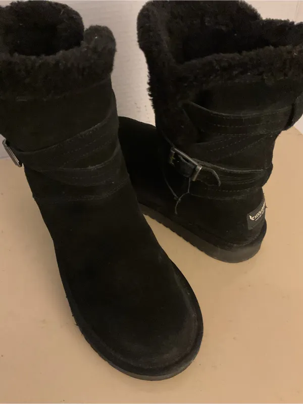 Koolaburra women black suede shearling shirt classic boots US 9 - Image 2