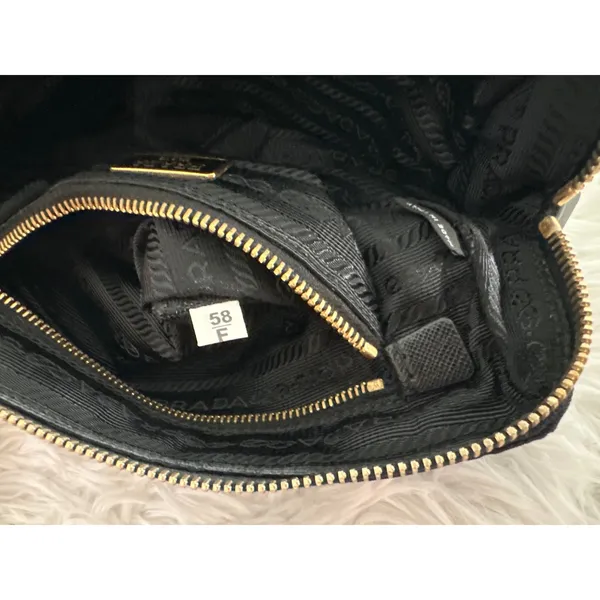 Prada black gold triangle nylon pouch toiletry cosmetic‎ case bag - Image 13