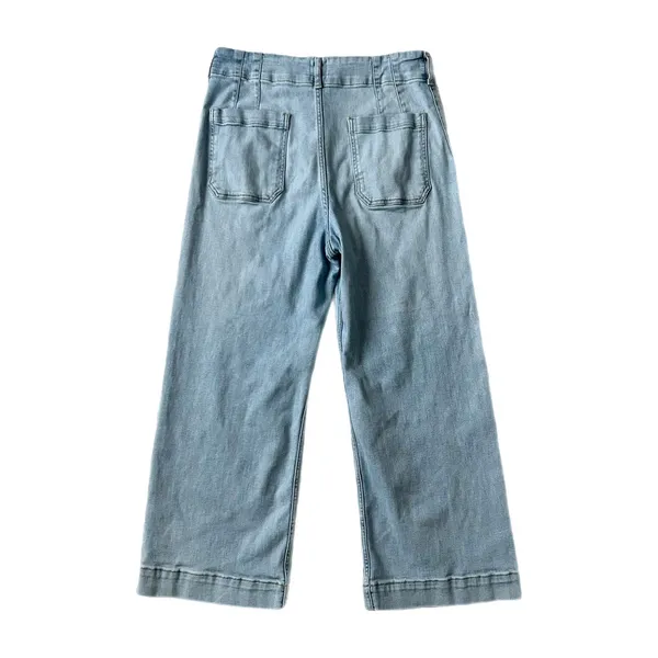 Maeve Anthropologie The Colette Crop Wide Leg High Rise Jeans Light Wash Size 31 - Image 4