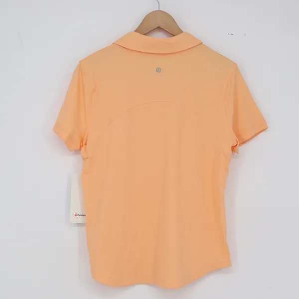 Lululemon Polo Shirt Womens 10 Quick-Drying SS Polo Sunny Coral Button-Down NEW - Image 7