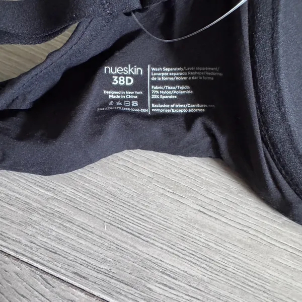 Nueskin‎ Demi Bra Jet Black Underwire Adjustable Straps 38D NWT - Image 6