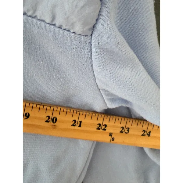 Vintage Gitano 80s Blue Mixed Media Mock Neck Sweatshirt P Medium Drawstring - Image 7