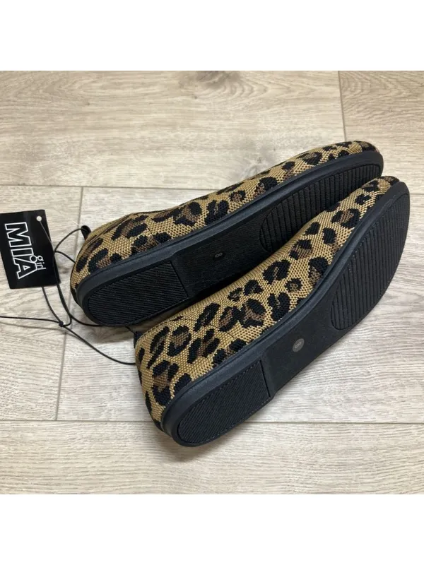 MIA Size 8 Cheetah Print Rubber Sole Stretch Ballet Flat Loafer Shoe, New - Image 6
