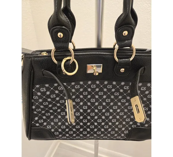 The Danbury Mint GS Monogram Black Handbag NEW Purse Top Handles and Strap - Image 3