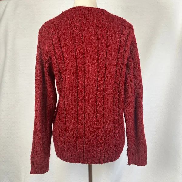 Jennifer Moore Red Knit Cardigan Sweater Pearl Button Front Womens‎ Medium - Image 4