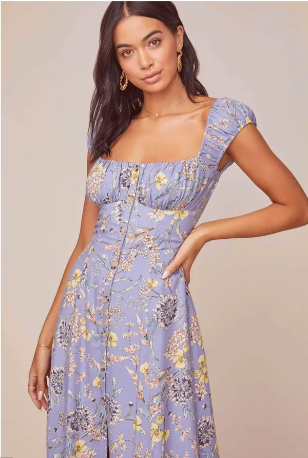 ASTR The Label Bonjour Floral Midi Dress Periwinkle Multi Floral Size Large - Image 2