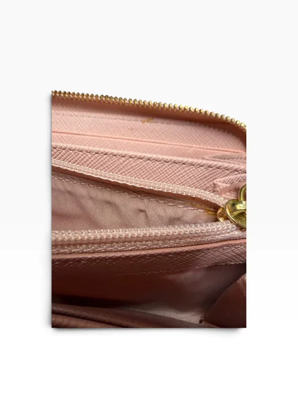Coach Blush Pink Gold Heart Print Zip Around Continental Wallet - Image 8