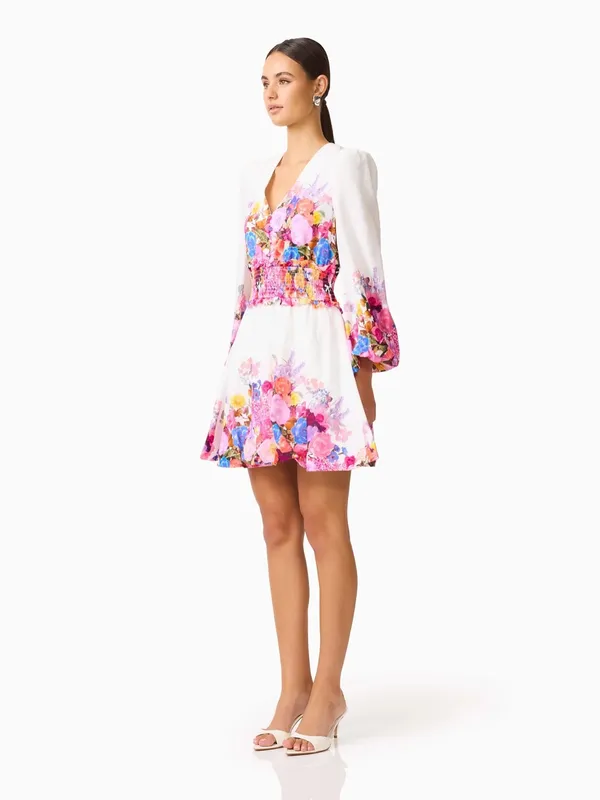 Elliatt Alice Long Sleeve Mini Dress in Ombre Floral $308 Size Small Vacation - Image 4