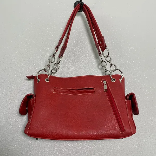 Y2K Red Western Shoulder Bag Vegan Leather Chunky Studded Country Cowgirl Boho - Image 2