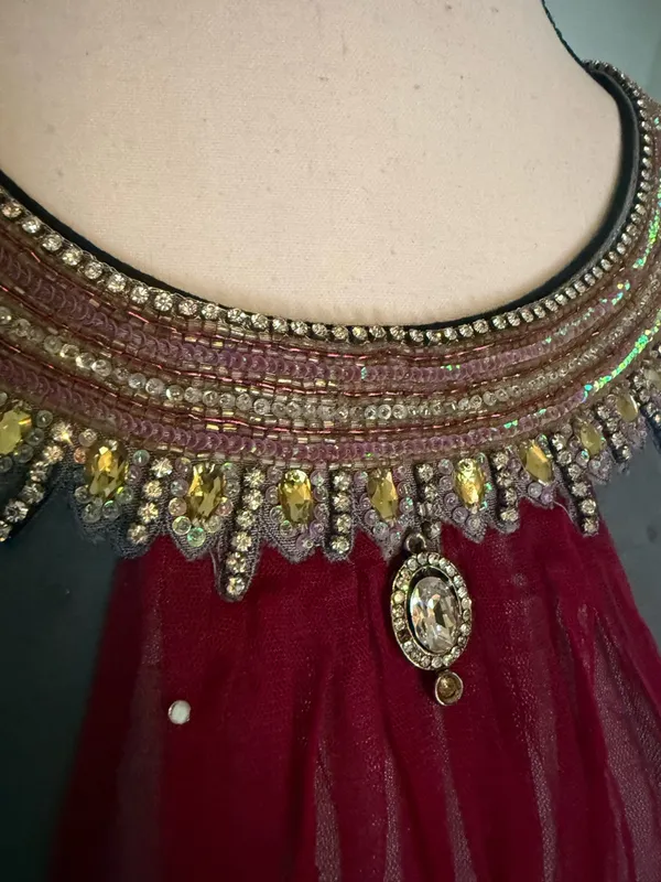 kurta features intricate Rhinestones rich fuchsia and crimson XL Dress Lined FFU - Image 4