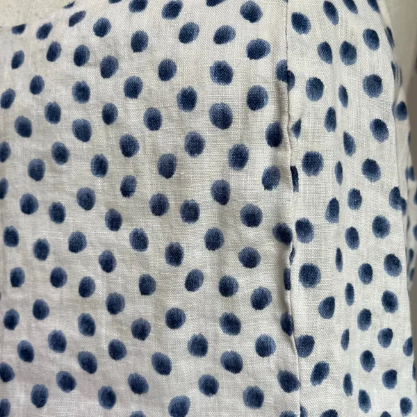 H&M Linen Blend Polka Dot Blouse White Lightweight‎ Summer Casual Chic Sz L - Image 5