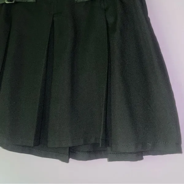 Hot Topic XS Mini Skirt Black Pleated Buckle - Image 3