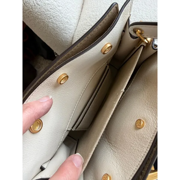 Tory Burch Petite Lee Radziwill Double Suede Leather Crossbody Bag Cream Women - Image 6