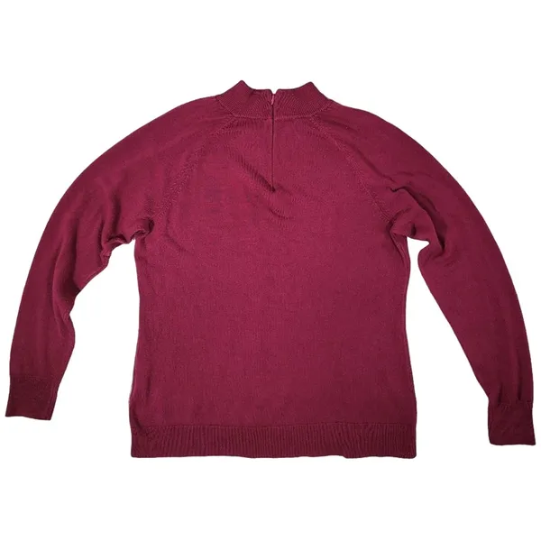 Covington Women's Burgundy Mock Neck 1/4 Zip Long Sleeve Sweater‎ XL Acrylic - Image 3
