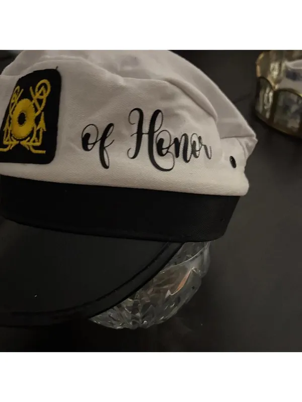 Nautical Cap with Yellow Embroidered Patch Mate of Honor bachelorette party - Image 3