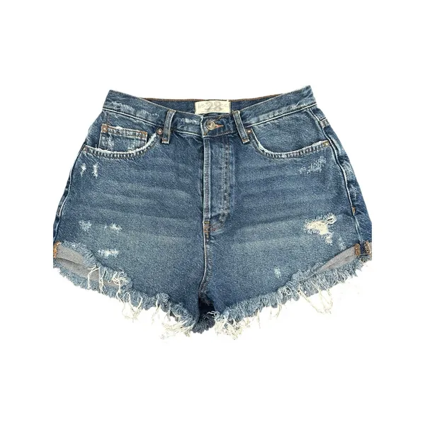 Free People We the Free Size 28 Jean Shorts Denim Ripped Button Fly #AA5-5‎ - Image 6