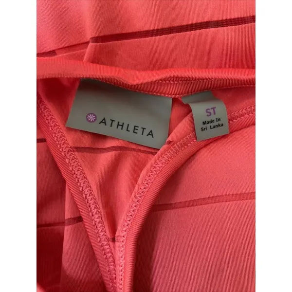 Athleta Orange Racerback Tank‎ Top Thin Sheer Stripes Size ST Small Tall Workout - Image 6