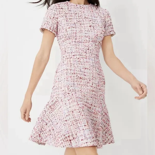 Ann Taylor Tweed Fit & Flare Lined Dress Preppy Legally Blonde Womens Size 2 NEW - Image 2