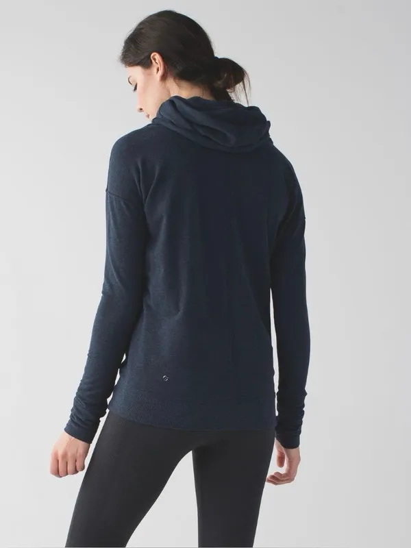 Lululemon Stress Less Hoodie Heathered Naval Blue Size 12 - Image 2