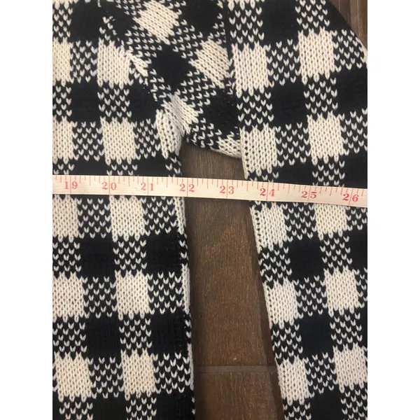 Liz Baker Cardigan L Black White Gingham Check Gold‎ Button Retro Dark Academia - Image 4